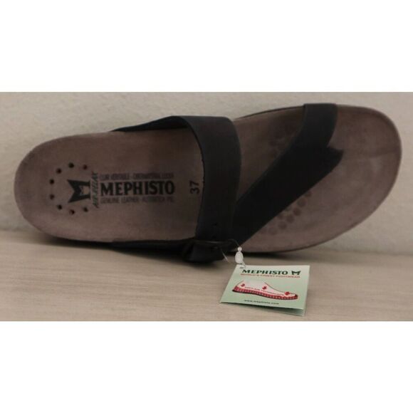 Mephisto Women's Sz 37 US 7 Black Nubuck Leather Helen Sandals - Picture 9 of 14